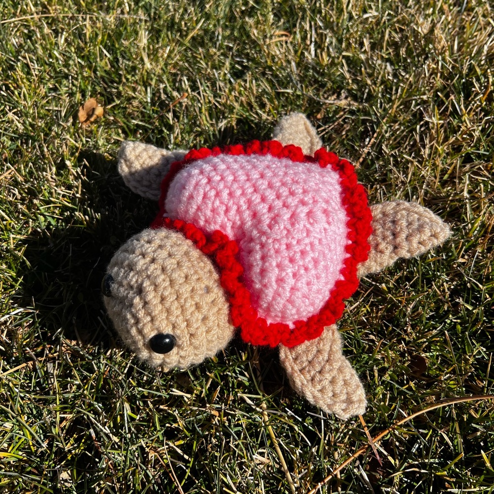 Hand Crocheted Valentine’s Day Sea Turtle Stuffed Animal Plushie! - Picture 8 of 16